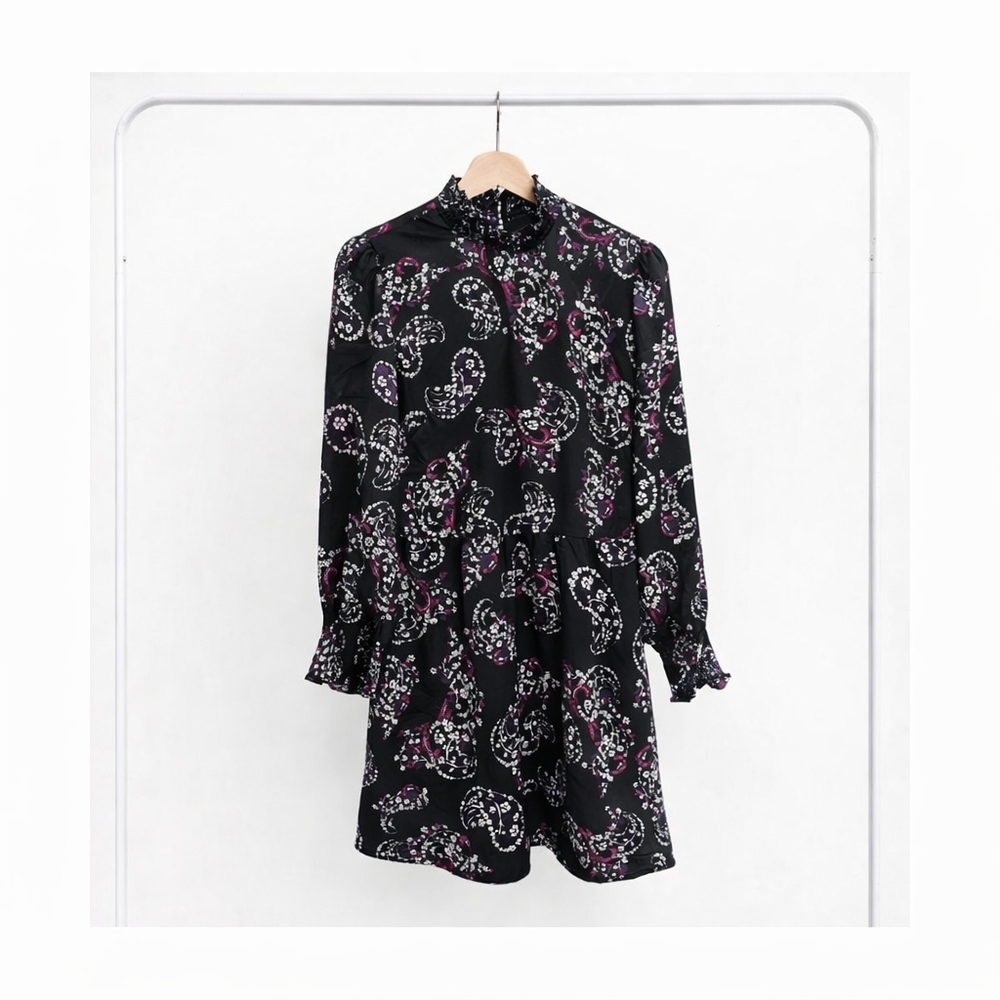 LOFT Floral Black Dress, Size: 4